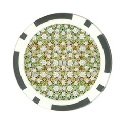 Snowflakes Slightly Snowing Down On The Flowers On Earth Poker Chip Card Guard by pepitasart