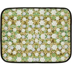 Snowflakes Slightly Snowing Down On The Flowers On Earth Fleece Blanket (mini) by pepitasart