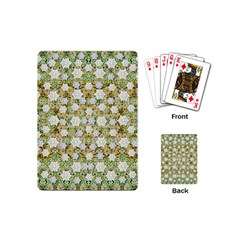 Snowflakes Slightly Snowing Down On The Flowers On Earth Playing Cards Single Design (mini) by pepitasart