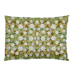 Snowflakes Slightly Snowing Down On The Flowers On Earth Pillow Case (two Sides) by pepitasart