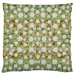 Snowflakes Slightly Snowing Down On The Flowers On Earth Large Flano Cushion Case (two Sides) by pepitasart