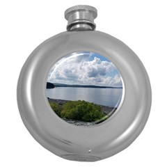 Lake Wallenpaupack Round Hip Flask (5 Oz) by canvasngiftshop