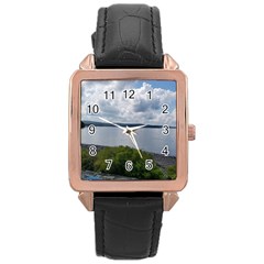 Lake Wallenpaupack Rose Gold Leather Watch  by canvasngiftshop