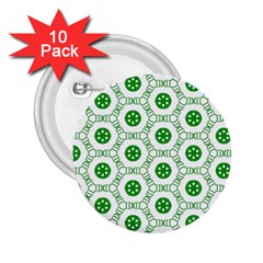 White Green Shapes 2 25  Buttons (10 Pack)  by Mariart