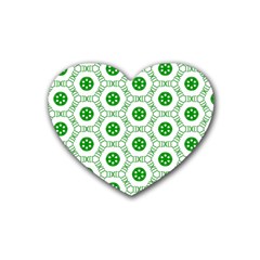 White Green Shapes Heart Coaster (4 Pack)  by Mariart