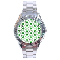 White Green Shapes Stainless Steel Analogue Watch by Mariart