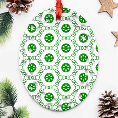 White Green Shapes Oval Filigree Ornament (two Sides) by Mariart