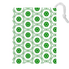 White Green Shapes Drawstring Pouch (4xl)