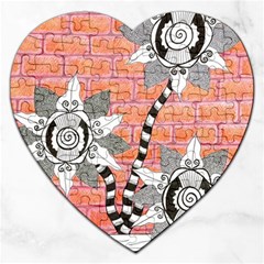 Brick Wall Flower Pot Jigsaw Puzzle (heart) by okhismakingart