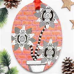 Brick Wall Flower Pot Oval Ornament (two Sides) by okhismakingart