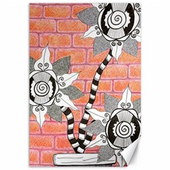 Brick Wall Flower Pot Canvas 12  X 18  by okhismakingart