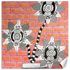 Brick Wall Flower Pot Canvas 20  X 20  by okhismakingart