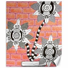 Brick Wall Flower Pot Canvas 20  X 24  by okhismakingart