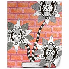 Brick Wall Flower Pot Canvas 11  X 14  by okhismakingart