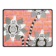 Brick Wall Flower Pot Fleece Blanket (small) by okhismakingart