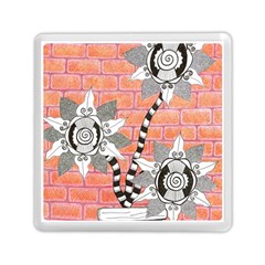 Brick Wall Flower Pot Memory Card Reader (square) by okhismakingart