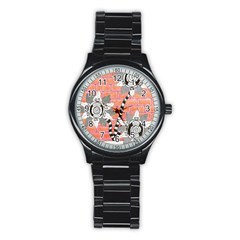 Brick Wall Flower Pot Stainless Steel Round Watch by okhismakingart