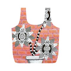 Brick Wall Flower Pot Full Print Recycle Bag (m) by okhismakingart