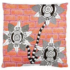 Brick Wall Flower Pot Large Flano Cushion Case (one Side) by okhismakingart