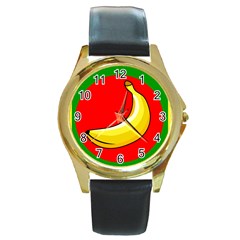 Banana Republic Flags Yellow Red Round Gold Metal Watch by HermanTelo