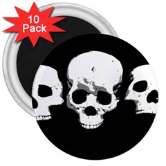 Halloween Horror Skeleton Skull 3  Magnets (10 Pack)  by HermanTelo