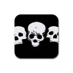 Halloween Horror Skeleton Skull Rubber Square Coaster (4 Pack)  by HermanTelo