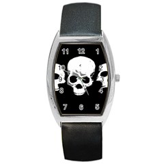 Halloween Horror Skeleton Skull Barrel Style Metal Watch