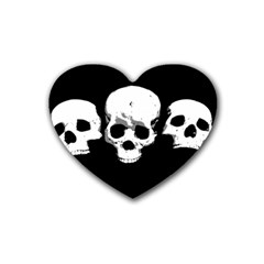 Halloween Horror Skeleton Skull Rubber Coaster (heart)  by HermanTelo