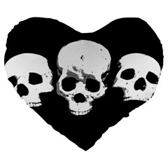 Halloween Horror Skeleton Skull Large 19  Premium Flano Heart Shape Cushions by HermanTelo