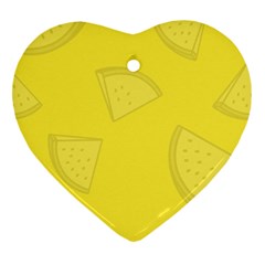 Yellow Pineapple Background Heart Ornament (two Sides)