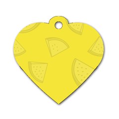 Yellow Pineapple Background Dog Tag Heart (two Sides)