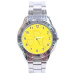 Yellow Pineapple Background Stainless Steel Analogue Watch Front