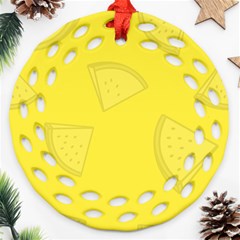 Yellow Pineapple Background Round Filigree Ornament (two Sides)