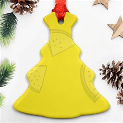 Yellow Pineapple Background Christmas Tree Ornament (two Sides)