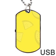 Yellow Pineapple Background Dog Tag Usb Flash (two Sides) by HermanTelo