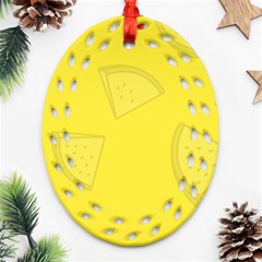 Yellow Pineapple Background Oval Filigree Ornament (two Sides)