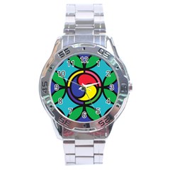 Colors Patterns Scales Geometry Stainless Steel Analogue Watch