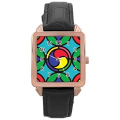 Colors Patterns Scales Geometry Rose Gold Leather Watch  by HermanTelo