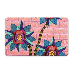 Brick Wall Flower Pot In Color Magnet (rectangular) by okhismakingart