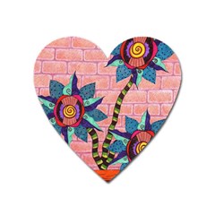 Brick Wall Flower Pot In Color Heart Magnet by okhismakingart