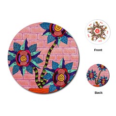 Brick Wall Flower Pot In Color Playing Cards Single Design (round) by okhismakingart