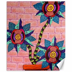 Brick Wall Flower Pot In Color Canvas 8  X 10  by okhismakingart