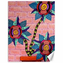 Brick Wall Flower Pot In Color Canvas 12  X 16  by okhismakingart