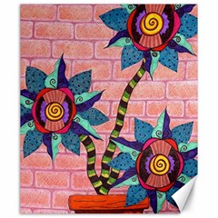 Brick Wall Flower Pot In Color Canvas 20  X 24  by okhismakingart