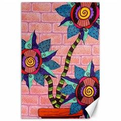 Brick Wall Flower Pot In Color Canvas 24  X 36  by okhismakingart