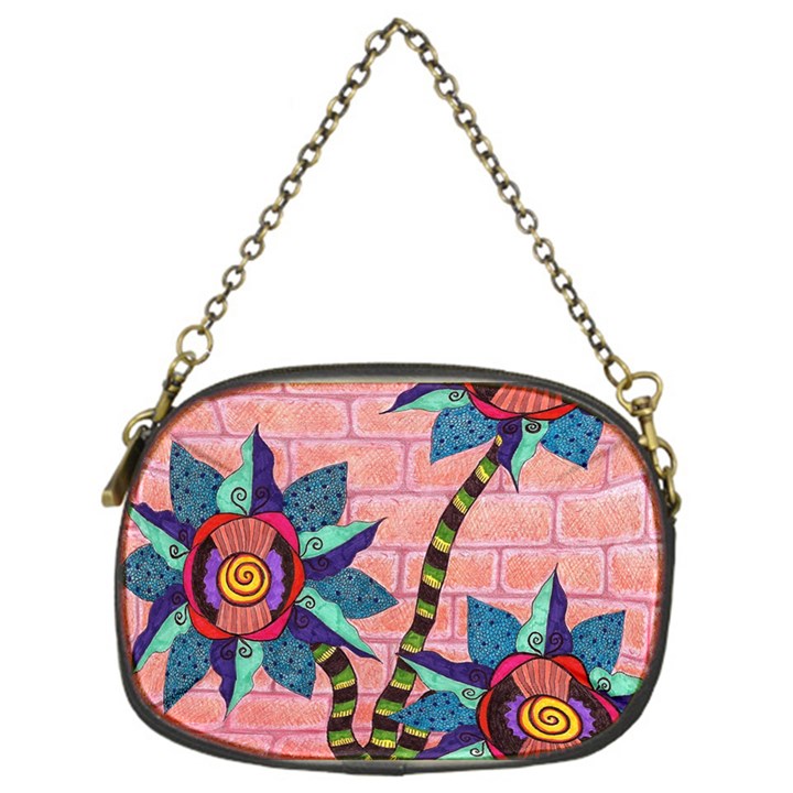 Brick Wall Flower Pot in Color Chain Purse (One Side)