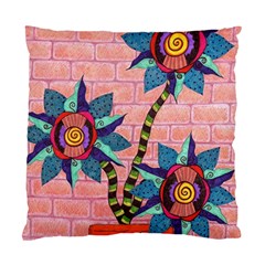 Brick Wall Flower Pot In Color Standard Cushion Case (one Side) by okhismakingart