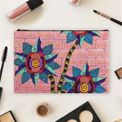 Brick Wall Flower Pot In Color Cosmetic Bag (large) by okhismakingart