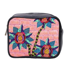 Brick Wall Flower Pot In Color Mini Toiletries Bag (two Sides) by okhismakingart