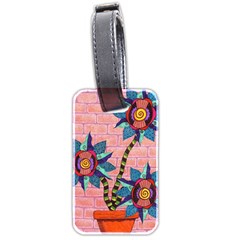 Brick Wall Flower Pot In Color Luggage Tag (two Sides) by okhismakingart